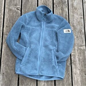 Northface blue fleece zip -up with zip up pockets warm